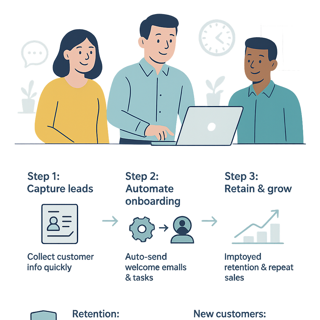 Illustration of automated customer onboarding workflow for UK SMEs