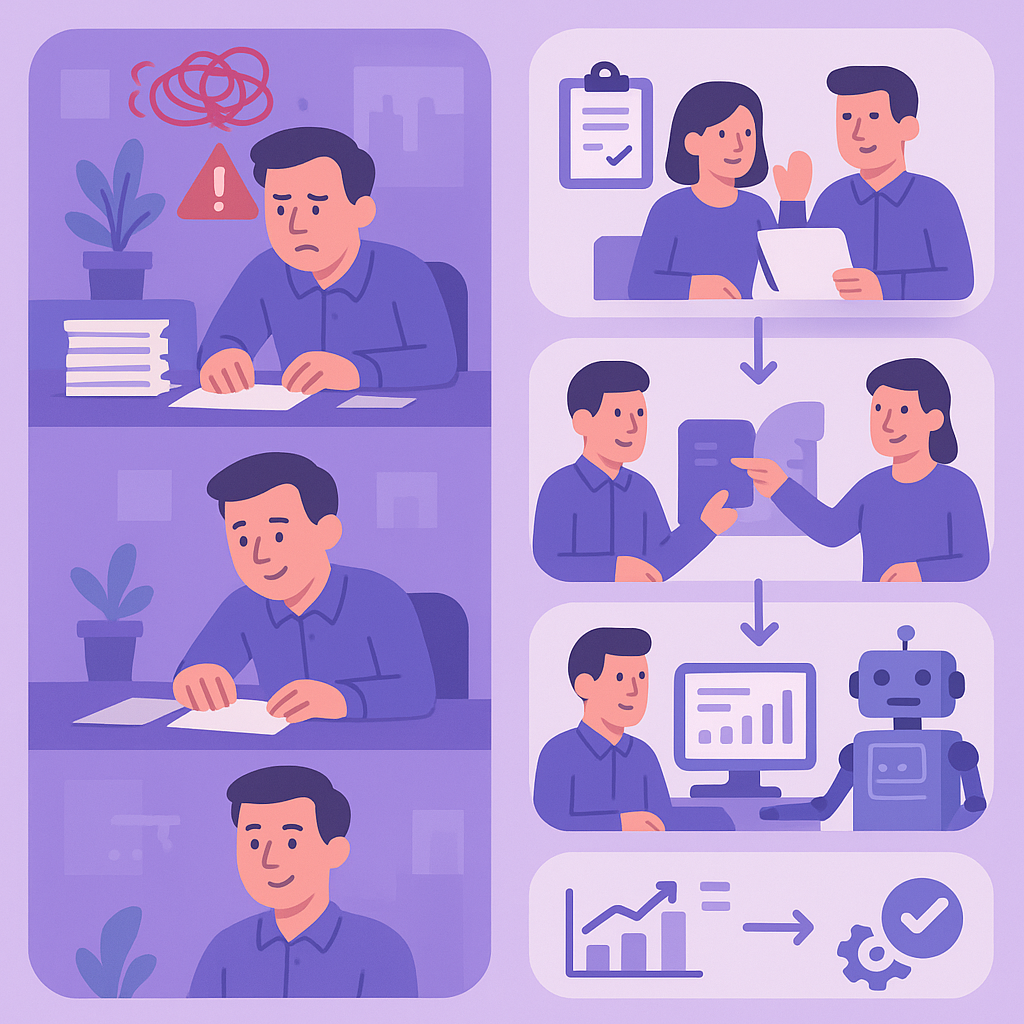 Illustration of automated sales to operations handover workflow for UK SMEs