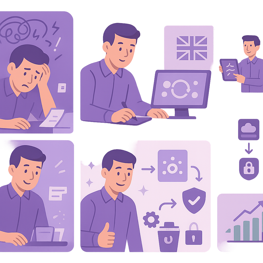 Illustration of automated employee onboarding process for UK SMEs