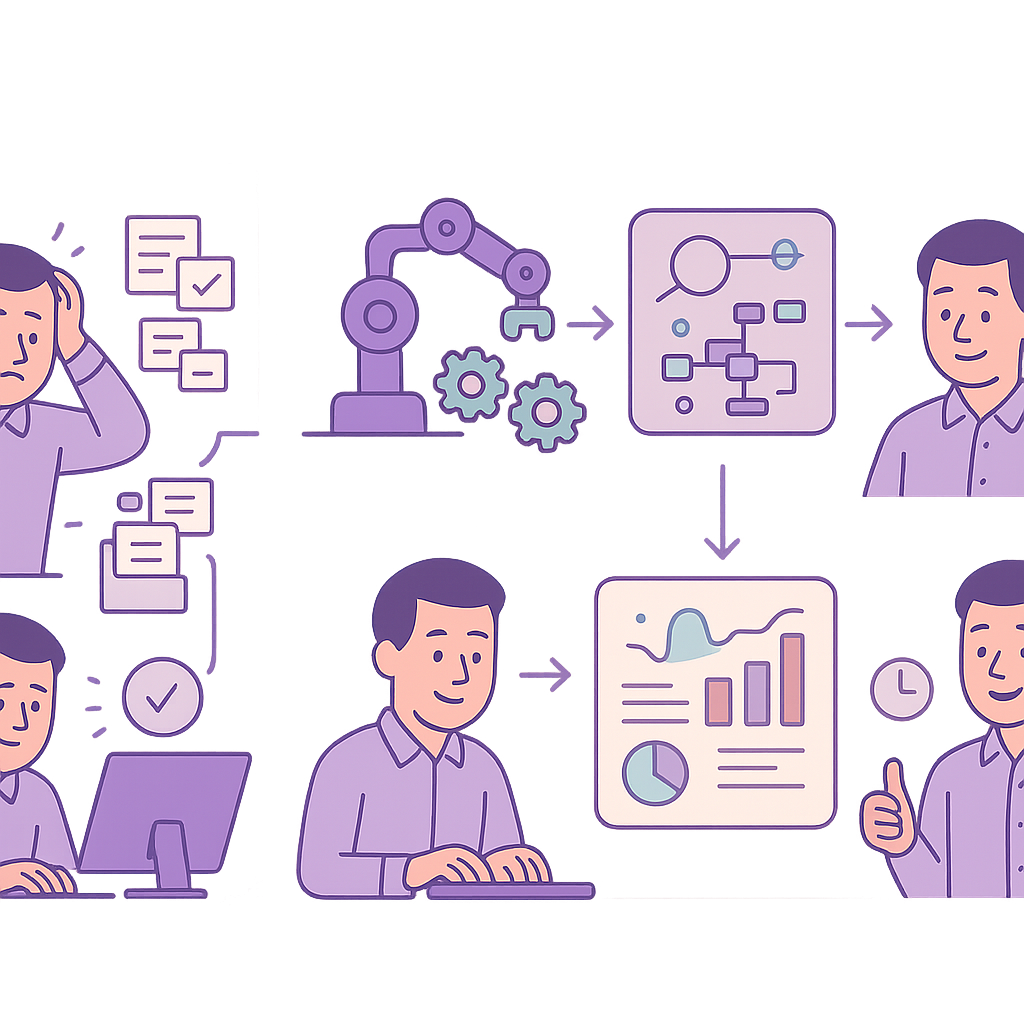Automation workflows enabling UK SME business scaling and growth illustration