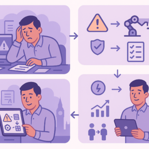 Illustration of automated risk assessment workflow for UK SME compliance with HSE standards.