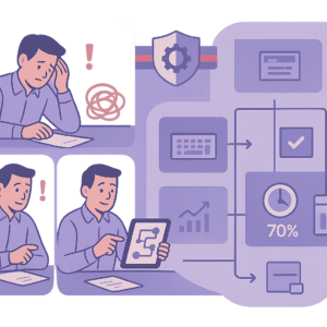 Illustration of automated insurance claim processing workflow for UK SMEs reducing admin time.