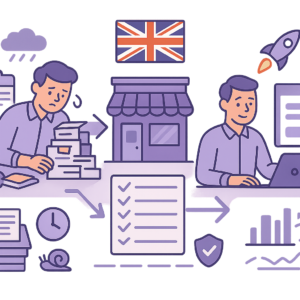 Diagram showing client onboarding automation workflow for UK SMEs.